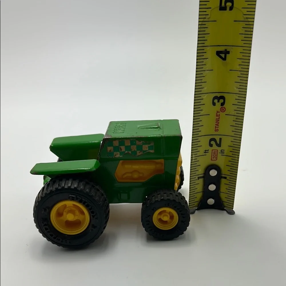 Vintage Buddy L Green Farm Toy Tractor Checkered Yellow Made In Japan Die Cast